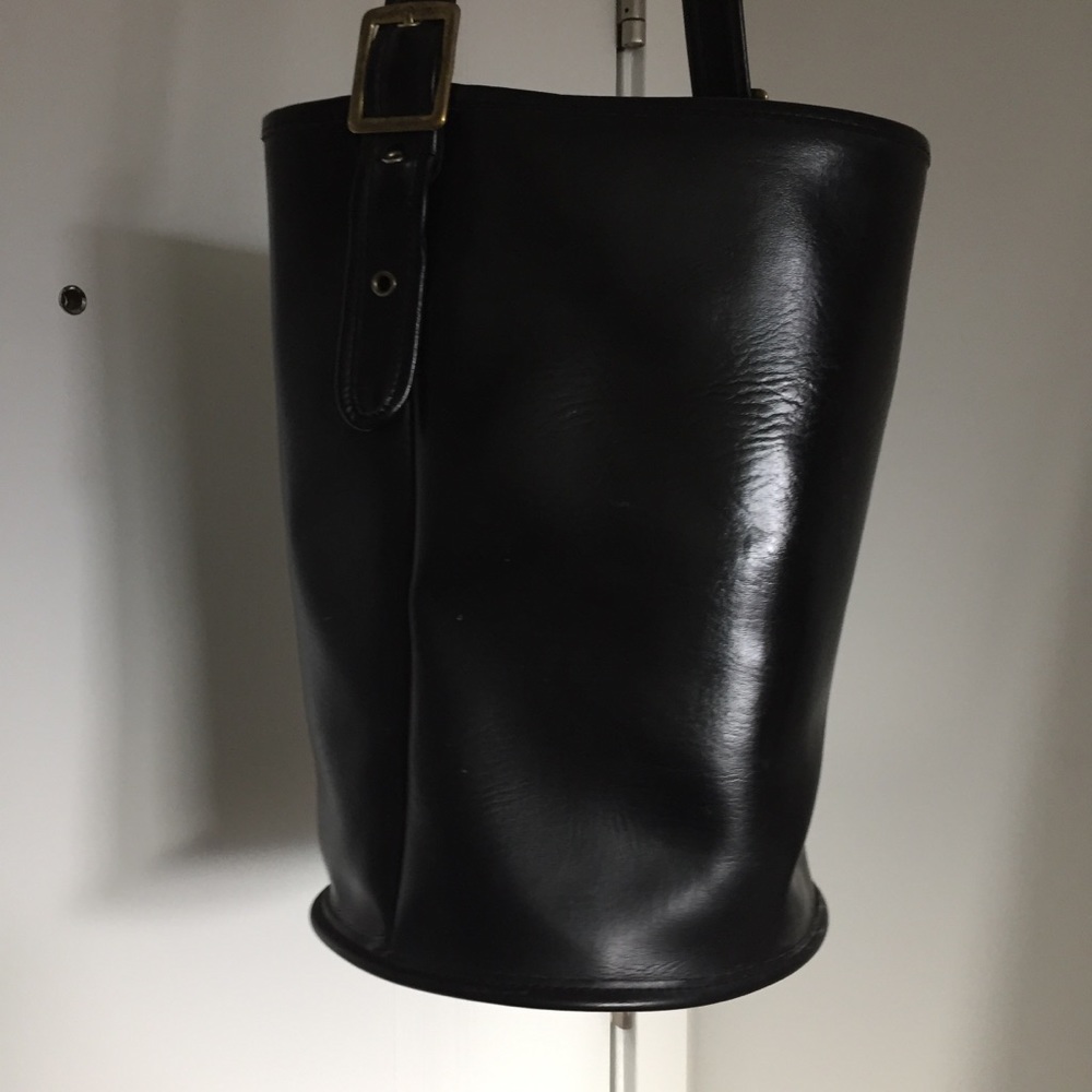 Coach black round bucket bag